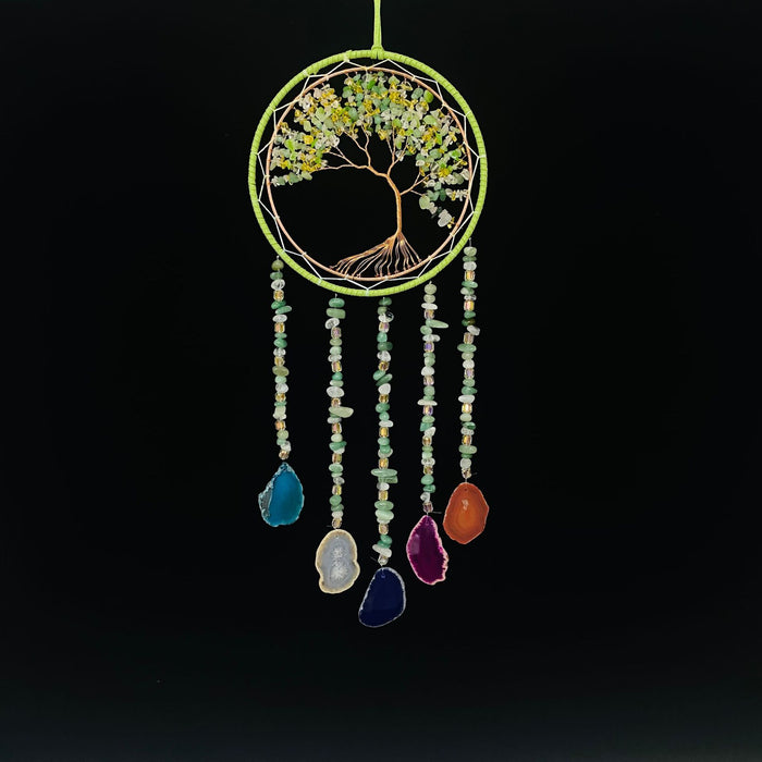 Multicolored Crystal Green Crystal Gravel Copper Wire Winding Pendant 🇨🇳