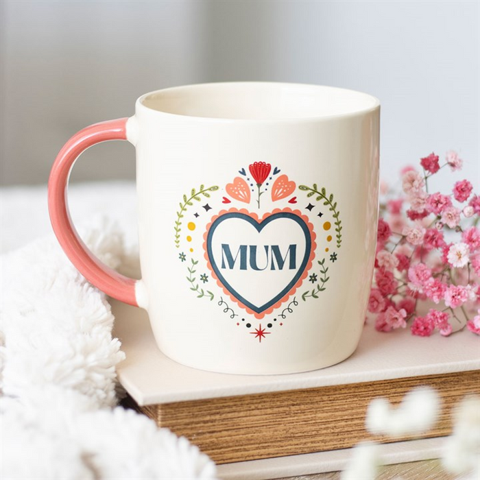 Mum Folk Heart Mug 🇬🇧