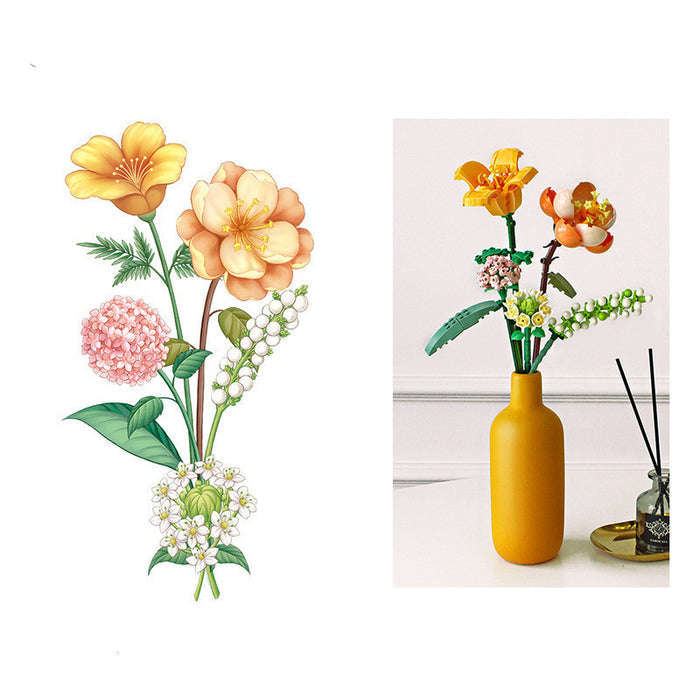 New Building Blocks Bouquet Series Home Furnishings Small Particle Assembly 🇨🇳