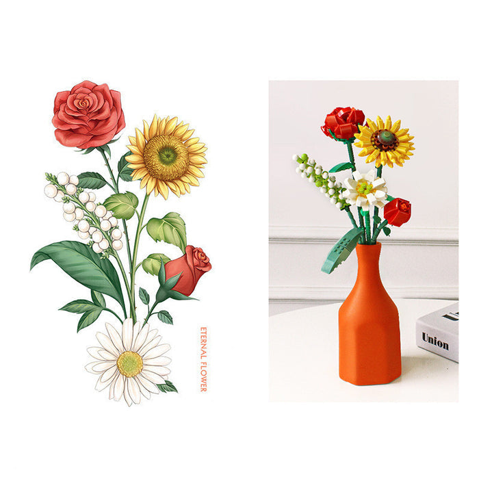 New Building Blocks Bouquet Series Home Furnishings Small Particle Assembly 🇨🇳