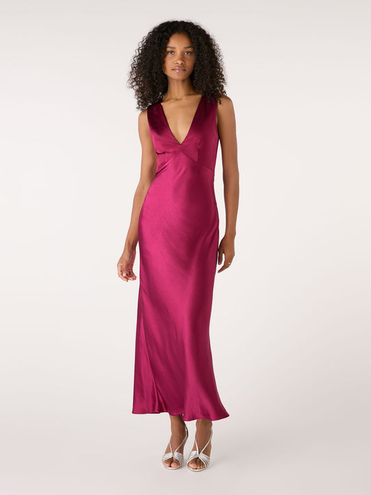 Nova Tie Back Dress in Magenta