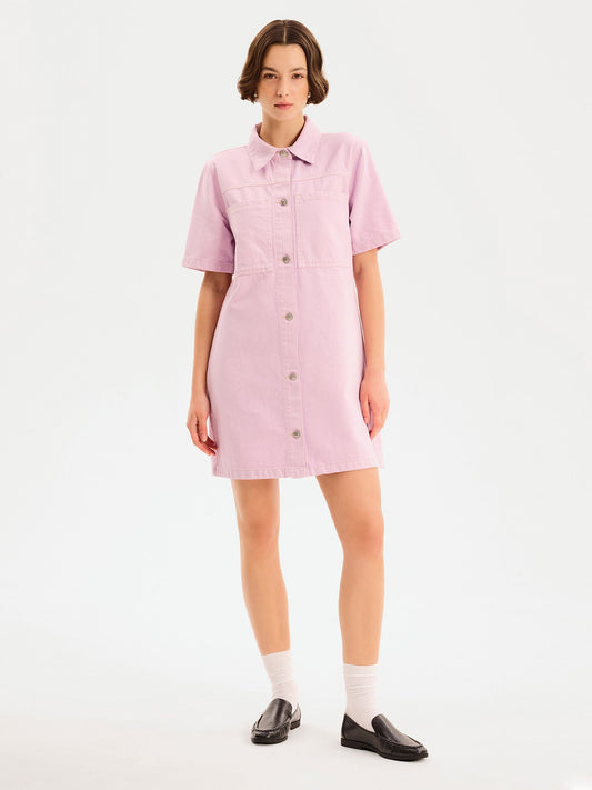 Olivia Denim Dress in Lilac