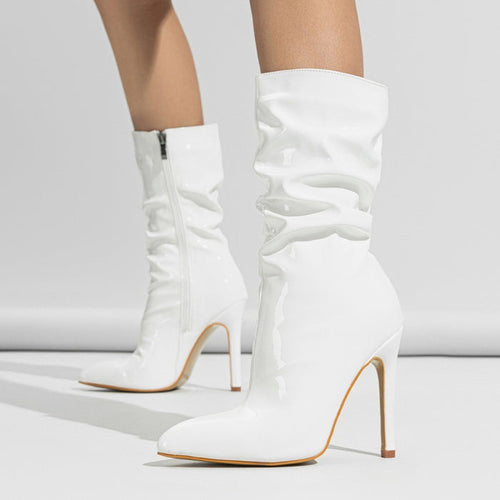 Patent Leather High Heel Pointed Stiletto Style Boots 🇨🇳