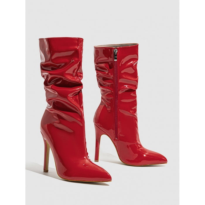 Patent Leather High Heel Pointed Stiletto Style Boots 🇨🇳
