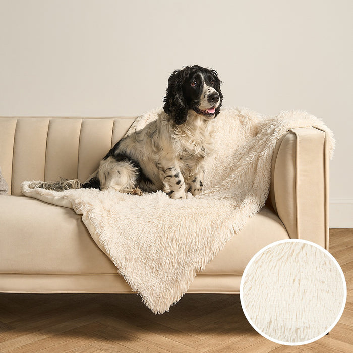Pet Calming Fluffy Throw - Cream 🇬🇧