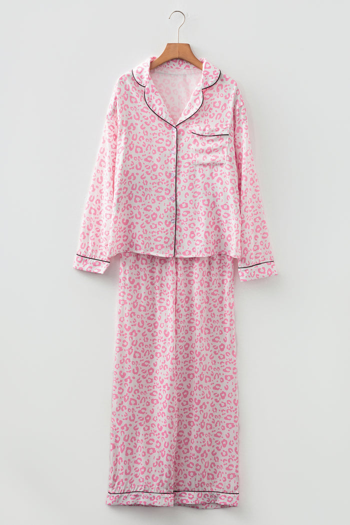 Pink Leopard Print 2cps Long Pajama Set🇺🇸