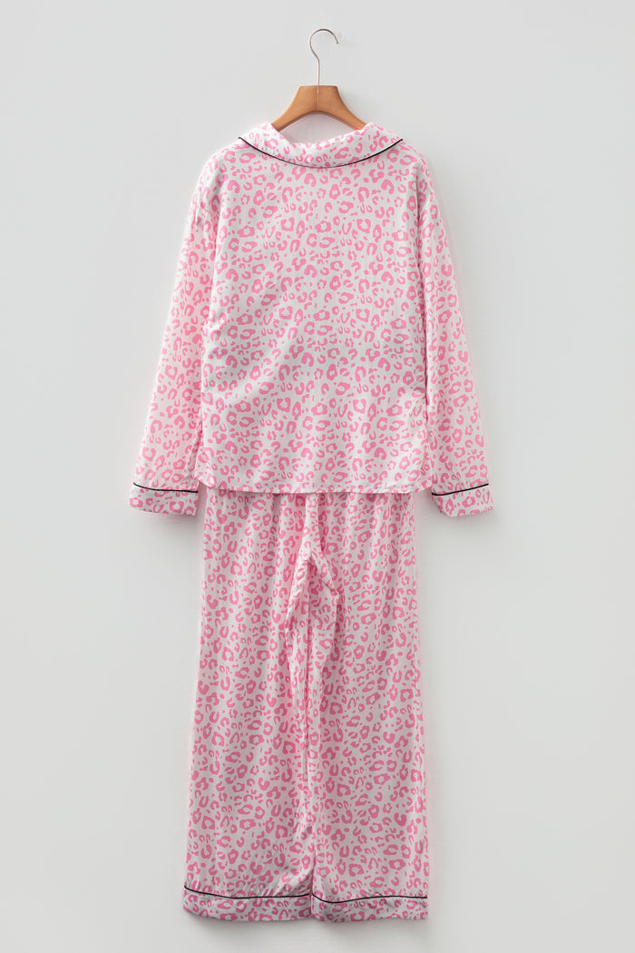 Pink Leopard Print 2cps Long Pajama Set🇺🇸