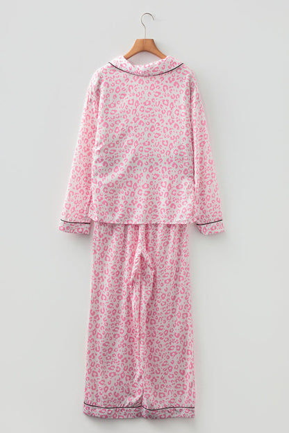 Pink Leopard Print 2cps Long Pajama Set🇺🇸