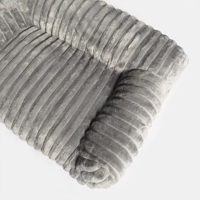 Plush Ribbed Pet Sofa Bed, Grey 🇬🇧