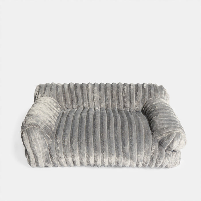 Plush Ribbed Pet Sofa Bed, Grey 🇬🇧