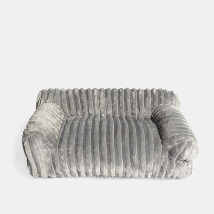 Plush Ribbed Pet Sofa Bed, Grey 🇬🇧
