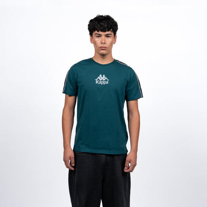 Polera Kappa Men Green Logo Front White