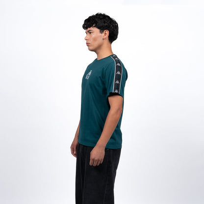 Polera Kappa Men Green Logo Front White