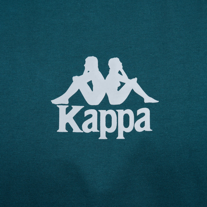 Polera Kappa Men Green Logo Front White
