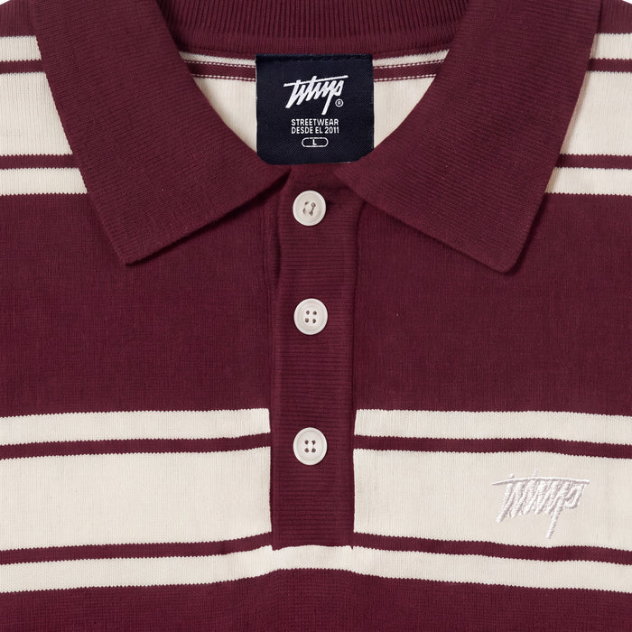 Polera WhatUp Men Polo Buttons Burgundy Off White