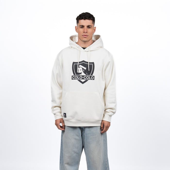 Polerón Colo-Colo Urbano Hoodie Escudo Beige