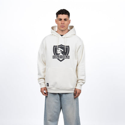 Polerón Colo-Colo Urbano Hoodie Escudo Beige