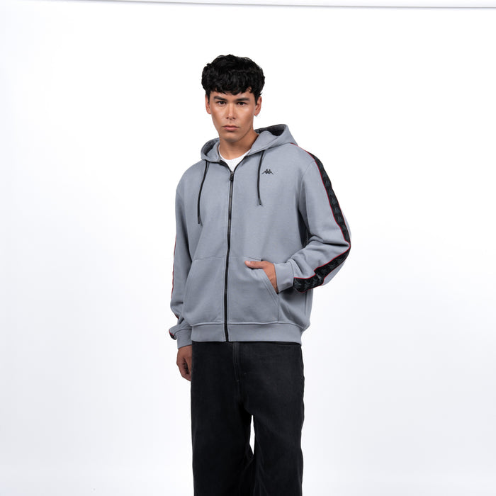 Polerón Kappa Full Zipper Grey Banda Black