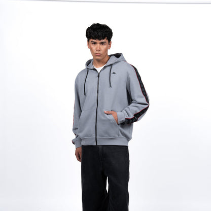 Polerón Kappa Full Zipper Grey Banda Black