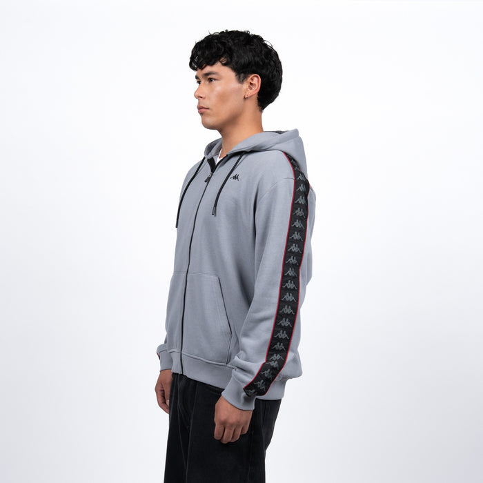 Polerón Kappa Full Zipper Grey Banda Black