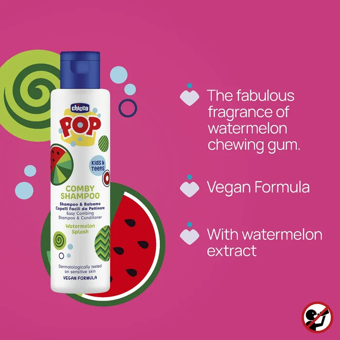 POP Watermelon Splash 2 in 1 Shampoo & Conditioner 250 ml (6 Years+)