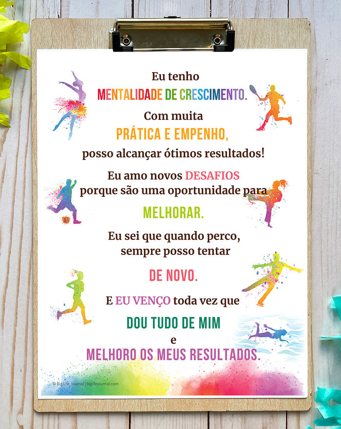 Português Imprimiveis Mentalidade De Crescimento