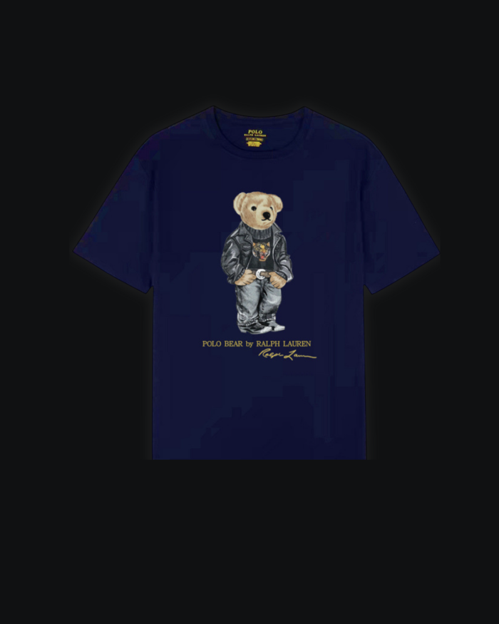 S / Navy Leather jacket bear