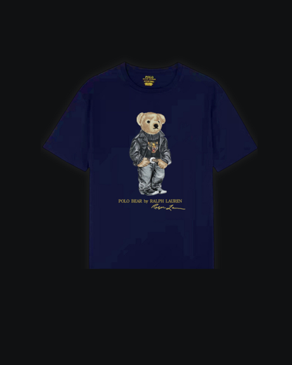 S / Navy Leather jacket bear
