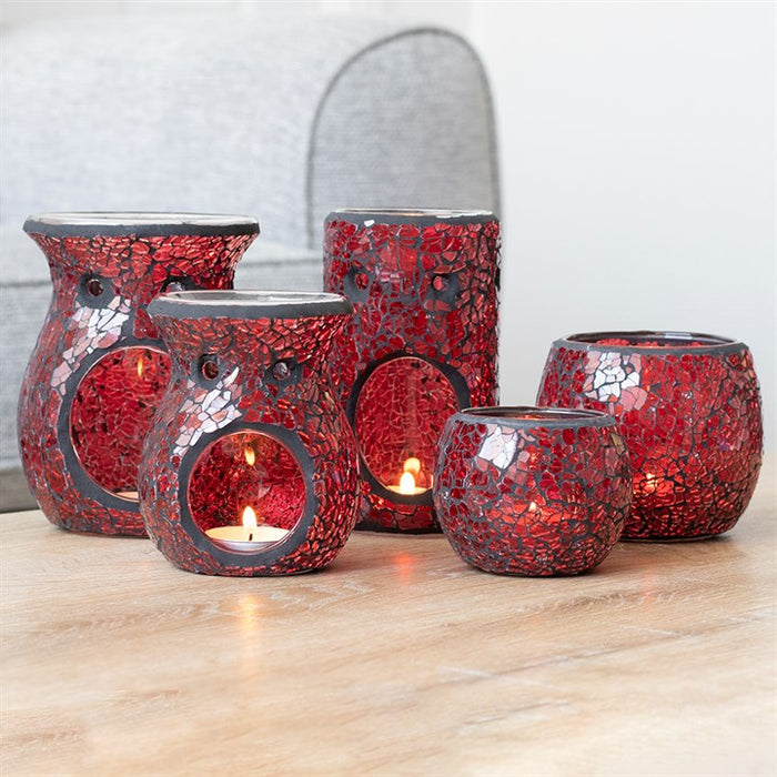 Red Pillar Crackle Glass Oil Burner and Wax Warmer 🇬🇧