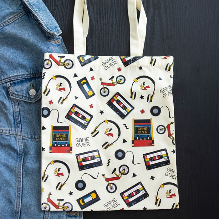 Retro 80s Print Polycotton Tote Bag 🇬🇧