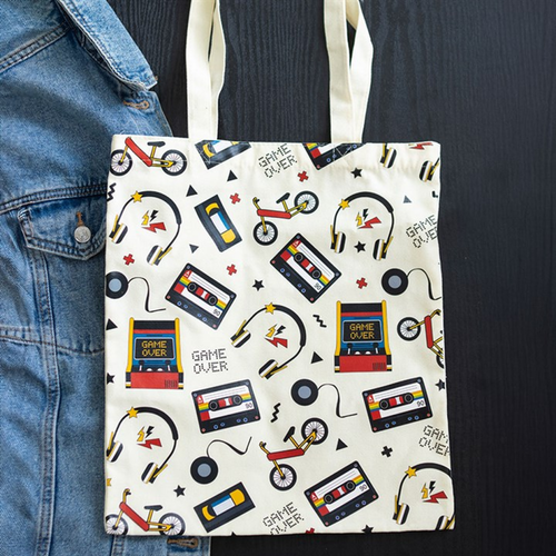 Retro 80s Print Polycotton Tote Bag 🇬🇧