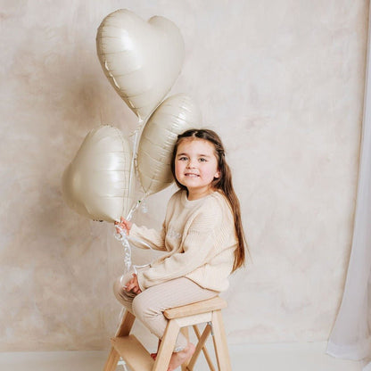 Beige knitted personalised jumper, crew neck and long sleeves, ribbed cuffs