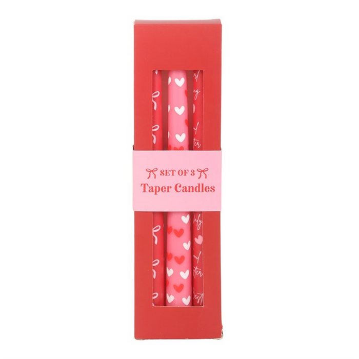 Set of 3 Girl Gang Bow and Heart Taper Candles 🇬🇧