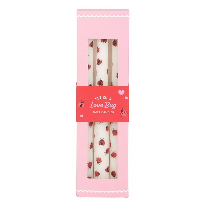 Set of 3 Love Bug Ladybird Taper Candles 🇬🇧