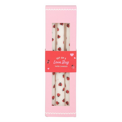 Set of 3 Love Bug Ladybird Taper Candles 🇬🇧