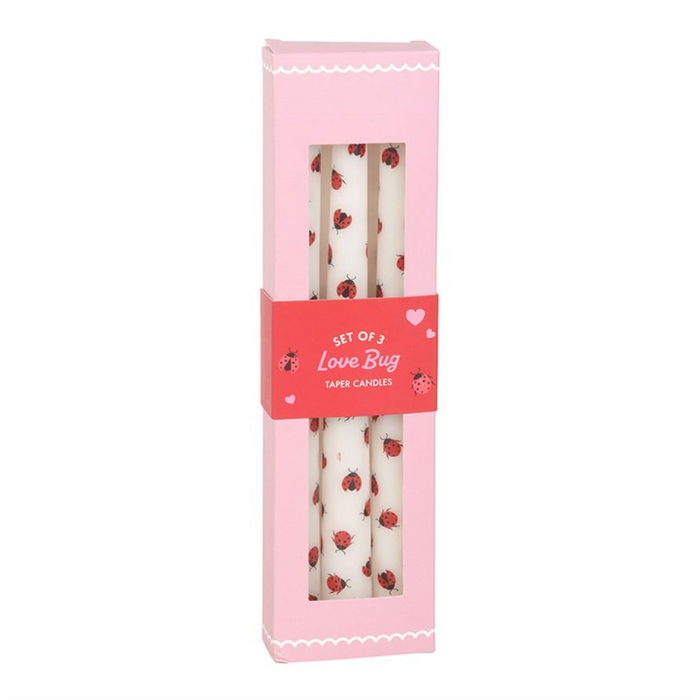 Set of 3 Love Bug Ladybird Taper Candles 🇬🇧