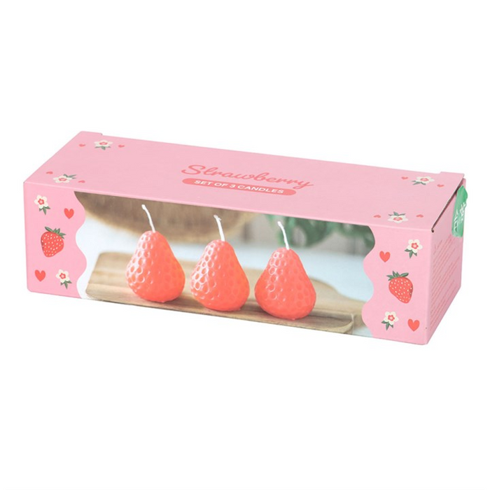 Set of 3 Strawberry Shaped Candles 🇬🇧