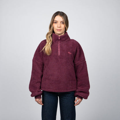 Sherpa Half Zipper Reef Women Dark Pink