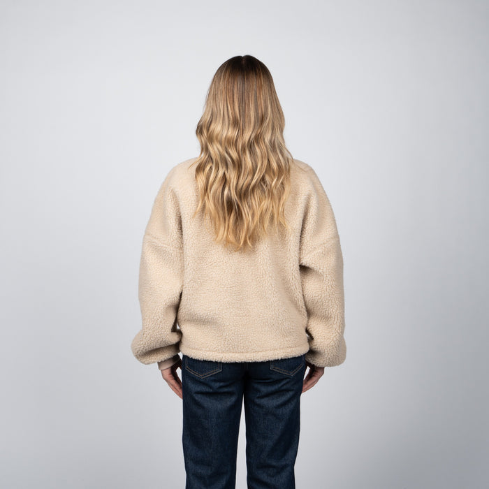 Sherpa Half Zipper Reef Women White Beige