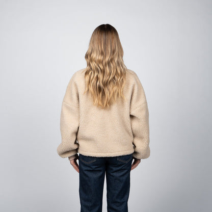 Sherpa Half Zipper Reef Women White Beige