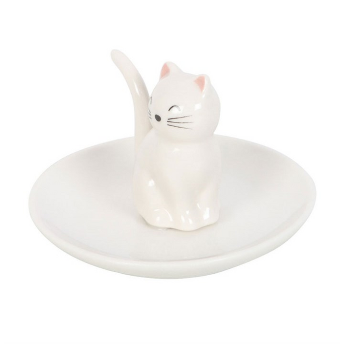 Sitting White Cat Face Trinket Dish 🇬🇧