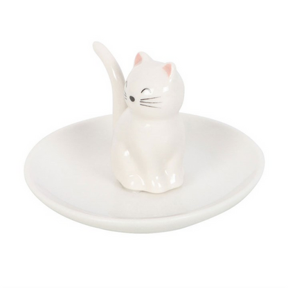 Sitting White Cat Face Trinket Dish 🇬🇧