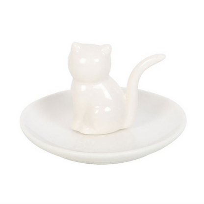 Sitting White Cat Face Trinket Dish 🇬🇧