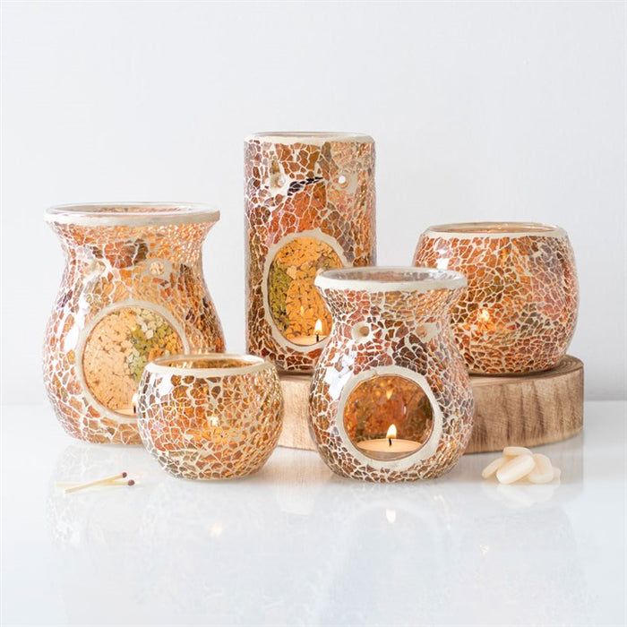 Small Brown Crackle Oil Burner and Wax Warmer 🇬🇧
