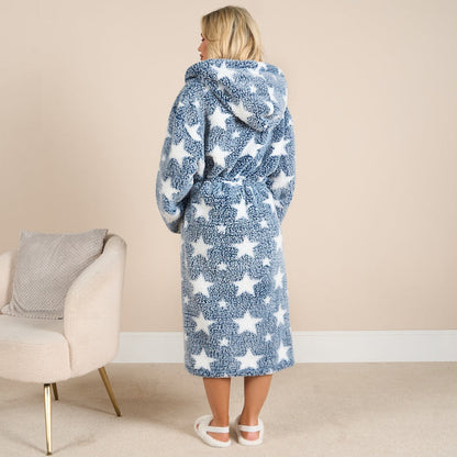 Star Print Teddy Marl Dressing Gown, Adults 🇬🇧