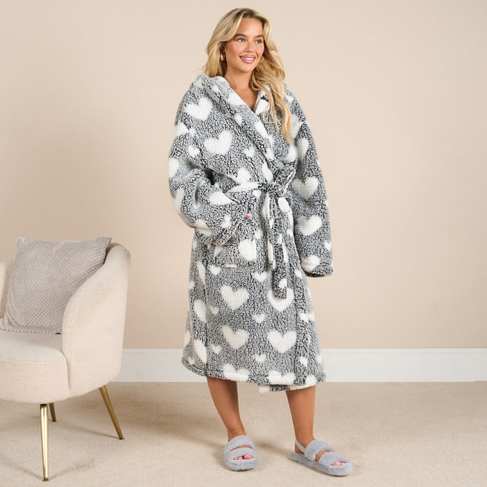 Star Print Teddy Marl Dressing Gown, Adults 🇬🇧