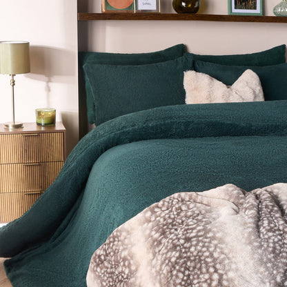Teddy Fleece Duvet Cover Set - Forest Green 🇬🇧