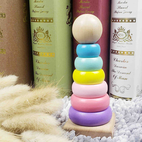 Warm Color Rainbow Stacking Ring Tower Stapelring Blocks Toddler Baby Toys 🇨🇳