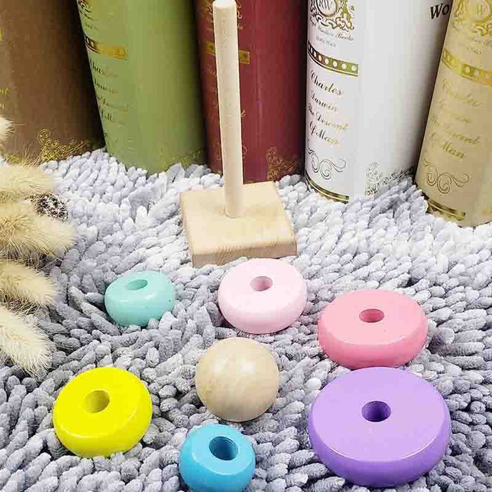 Warm Color Rainbow Stacking Ring Tower Stapelring Blocks Toddler Baby Toys 🇨🇳