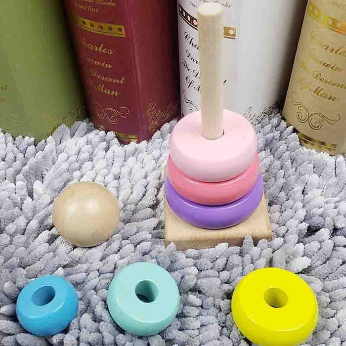 Warm Color Rainbow Stacking Ring Tower Stapelring Blocks Toddler Baby Toys 🇨🇳